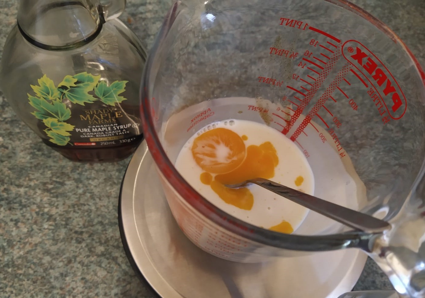  milk vanilla maple syrup egg yolk 